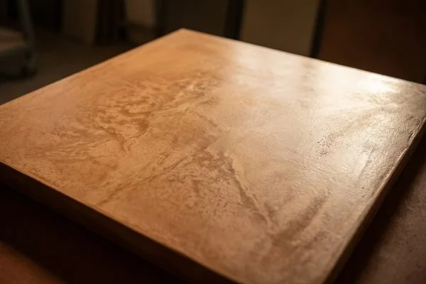 Plaque béton ciré terracotta doré