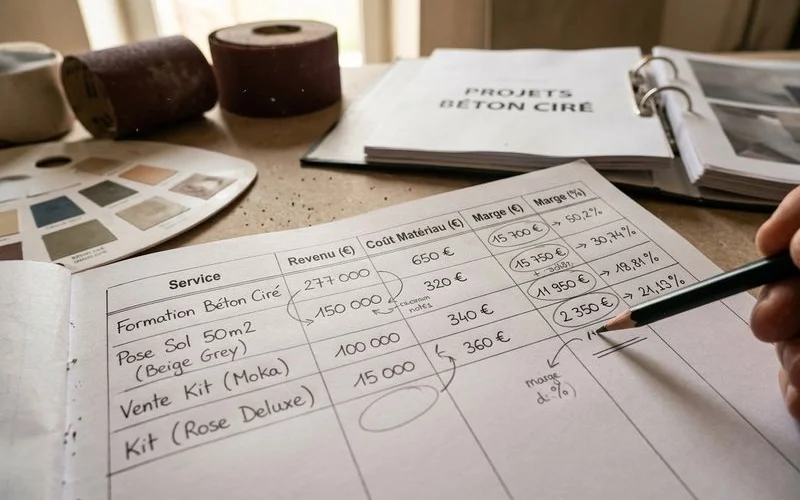 Tableau de rentabilité d'un applicateur de béton ciré